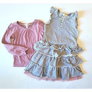 Matilda Jane 4 Once Upon a Time Whiskers Sweatshirt Ruffle Dress Top Set